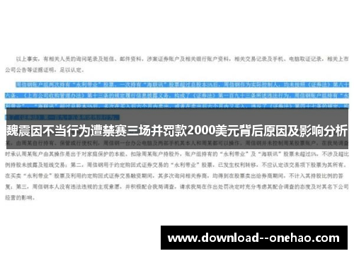 魏震因不当行为遭禁赛三场并罚款2000美元背后原因及影响分析